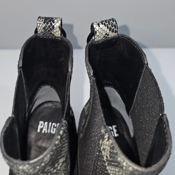 NEW Paige Emery Ankle Boot Womens 9.5 Black Snake Print Suede Western Chelsea - Picture 9 of 14